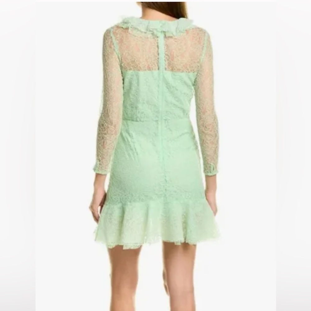 Sandro Paris Mint Green Lace Ruffle Mini Dress NWT Size 34 US 0 - Picture 2 of 11